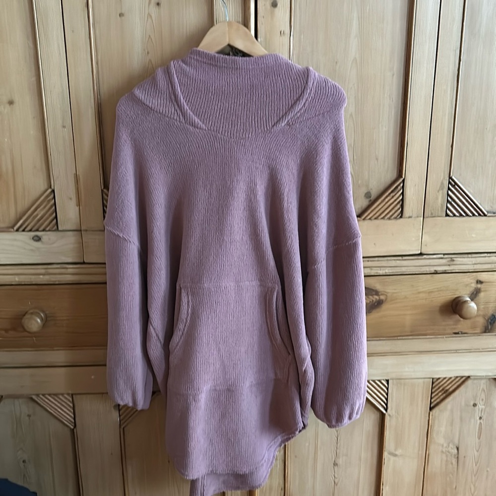 Like new! Actually a mauve color-S FP long tunic with hood and front pocket